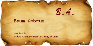 Baum Ambrus névjegykártya